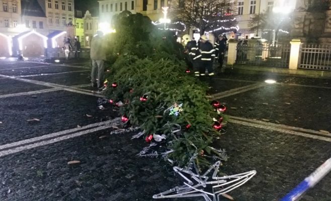 Фото: Сильный ветер снес главную елку Ческой-Липы