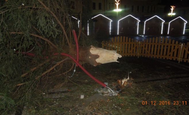 Фото: Сильный ветер снес главную елку Ческой-Липы