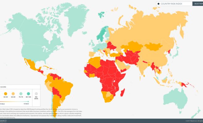 Зона безопасности: представлена мировая карта политических рисков
