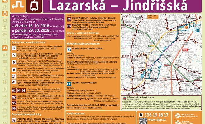 До 28 октября в центре Праги ограничено движение трамваев