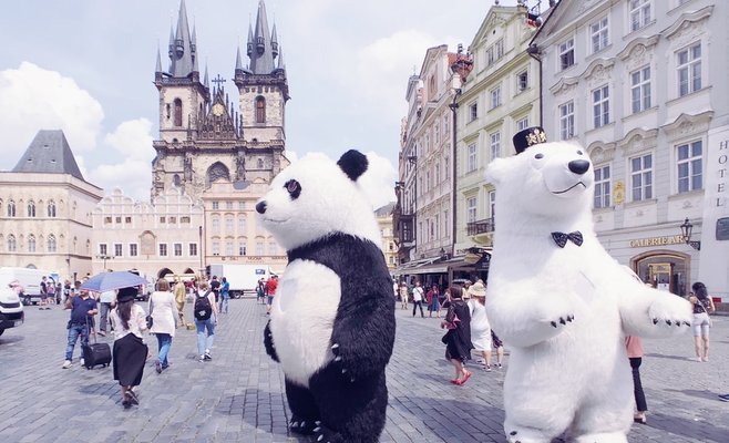 Несмотря на запрет по Праге продолжают разгуливать гигантские куклы