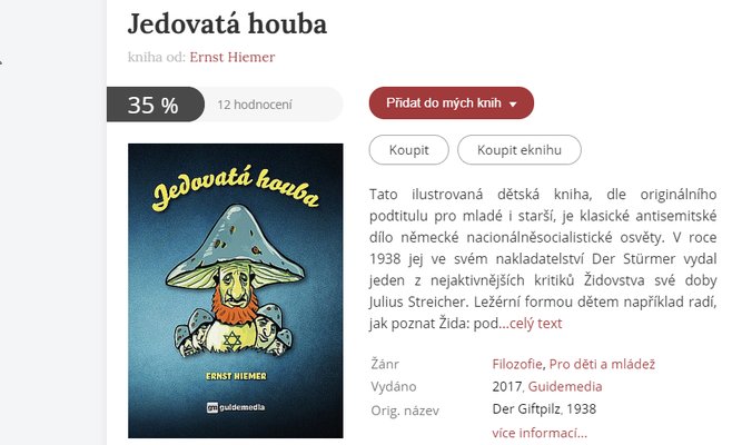Чешские книжные магазины предлагают детскую книгу с нацистской антиеврейской пропагандой