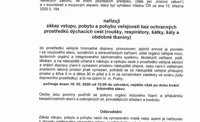 Пражанам запрещено выходить на улицу без маски, штраф до 20 тыс. крон