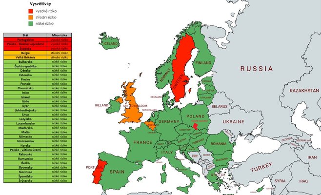 Система светофор: большинство европейских стран зеленого цвета