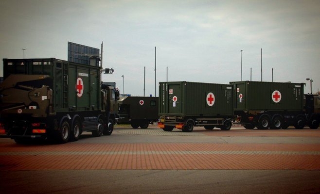 Военный конвой прибыл в Летняны для строительства полевого госпиталя
