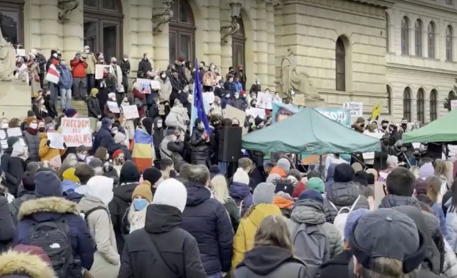 В субботу в Праге прошли акции протеста против ареста Навального и режима Путина