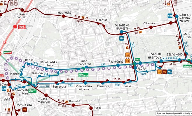 Ремонтные работы изменили схему движения пражских трамваев