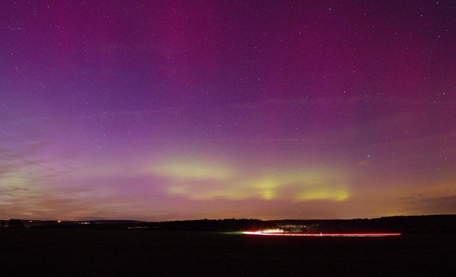 Чехию удивило исключительно сильное полярное сияние ночью, оно было видно только на Шумаве
