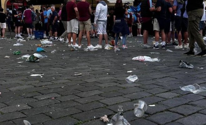 Тысячи футбольных фанатов из Англии оккупировали Прагу