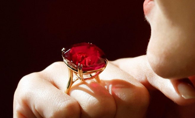 Самый большой рубин, выставленный на аукцион, стоил 767 млн. чешских крон. Его вес составляет 55,22 карата