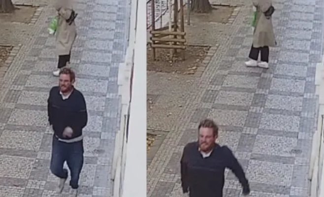 Мужчина на одной из пражских улиц избил случайно проходившую мимо женщину. Он ударил ее по голове и убежал: ВИДЕО
