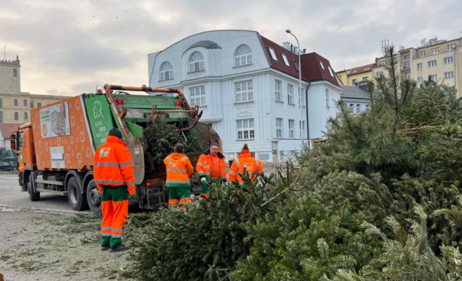Пражские коммунальные службы убирают с улиц тысячи рождественских елок