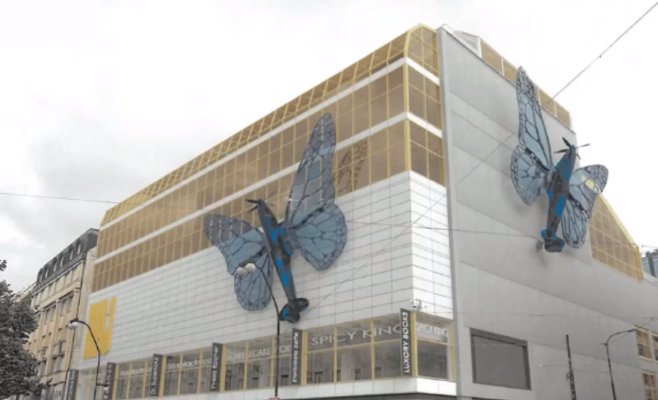 На фасаде ТЦ Май должны быть изображены бабочки, скрещенные со Спитфайром. Союз 