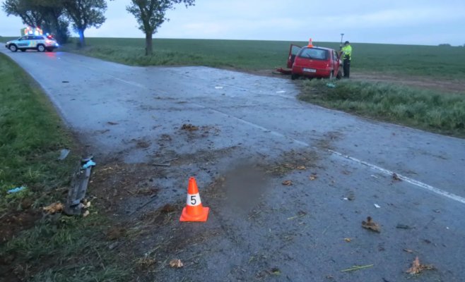 Женщина-водитель вылетела со скользкой дороги и врезалась в дерево, скончалась в больнице