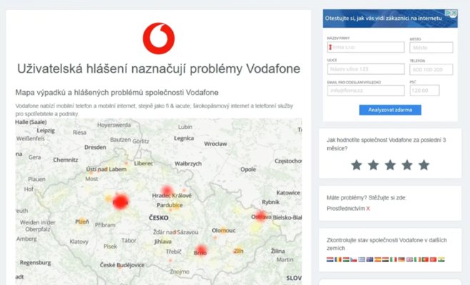Звонки, SMS и интернет не работали. Vodafone столкнулся с перебоями в работе сети в Чешской Республике