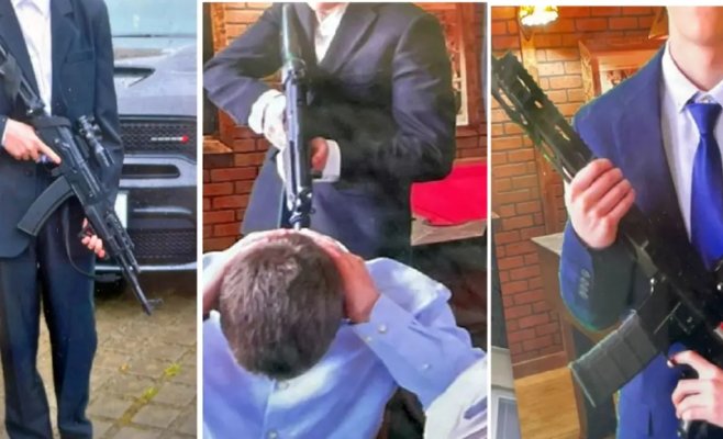 Ученики девятых классов в Беле под Бездезем позируют с длинными оружиями, шокируя город