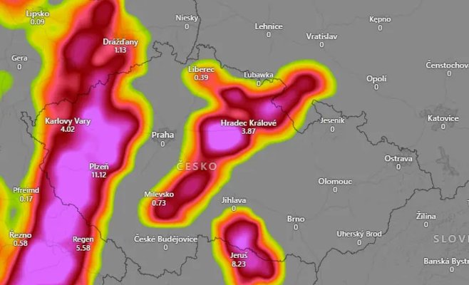 Очень сильные грозы будут бушевать в Чехии до субботы