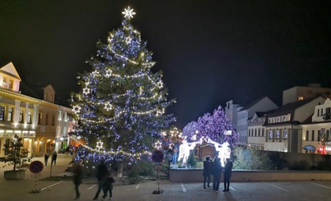 На площади в Литвинове упала рождественская елка