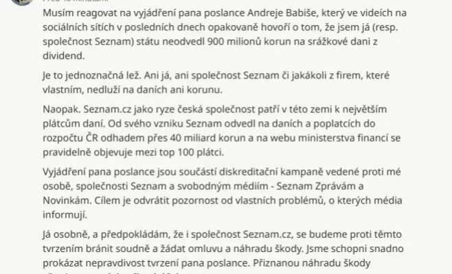 Владелец Seznam Иво Лукачович подаёт в суд на Бабиша за распространение лжи