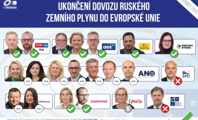 Ни один евродепутат ANO не проголосовал за прекращение импорта российского газа в ЕС