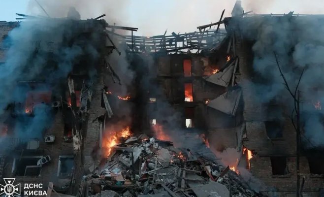 Киев в огне: украинская столица подверглась массированному воздушному удару