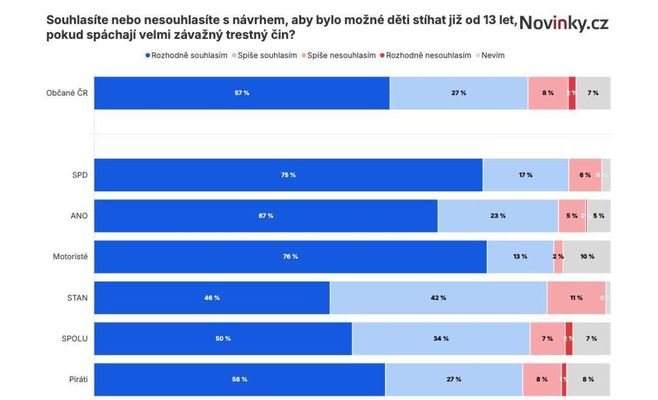 Опрос: 84% чехов поддерживают снижение возраста уголовной ответственности за убийства до 13 лет