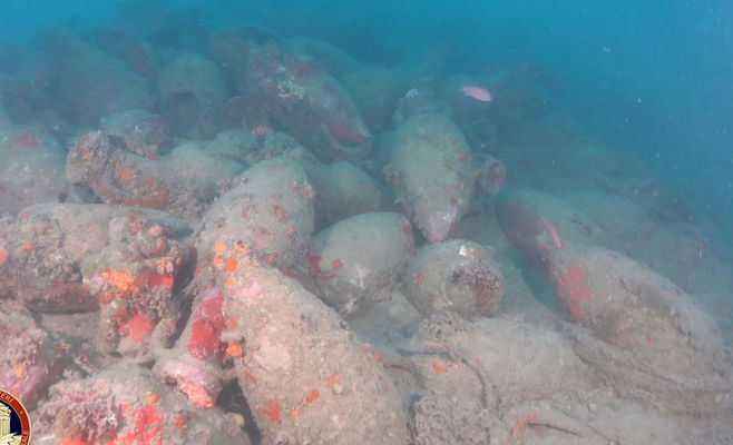 Ancient Roman shipwreck laden with hundreds of amphorae discovered off Sicily