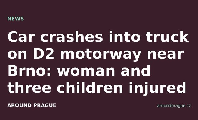 Car crashes into truck on D2 motorway near Brno: woman and three children injured
