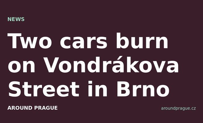 Two cars burn on Vondrákova Street in Brno