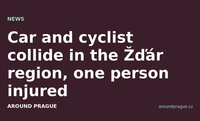 Car and cyclist collide in the Žďár region, one person injured