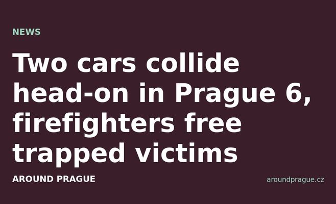 Two cars collide head-on in Prague 6, firefighters free trapped victims