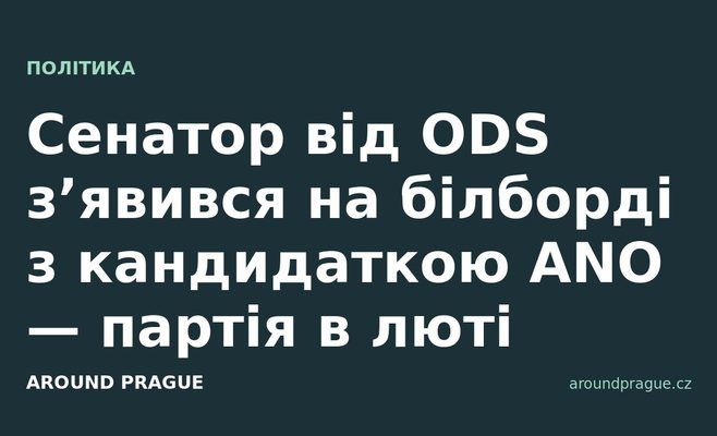Сенатор від ODS з’явився на білборді з кандидаткою ANO — партія в люті