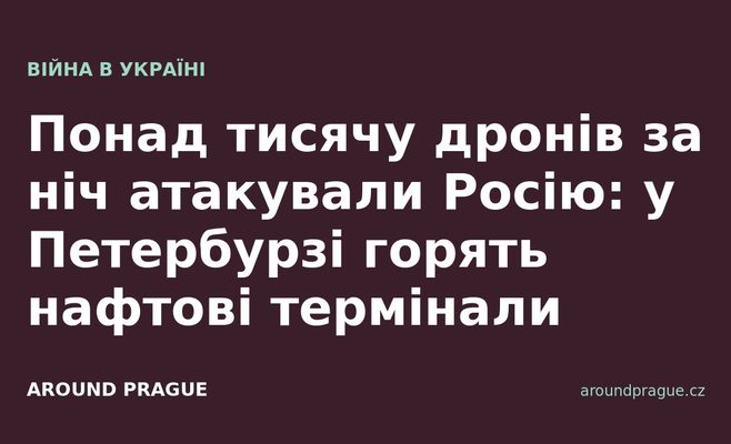 Понад тисячу дронів за ніч атакували Росію: у Петербурзі горять нафтові термінали