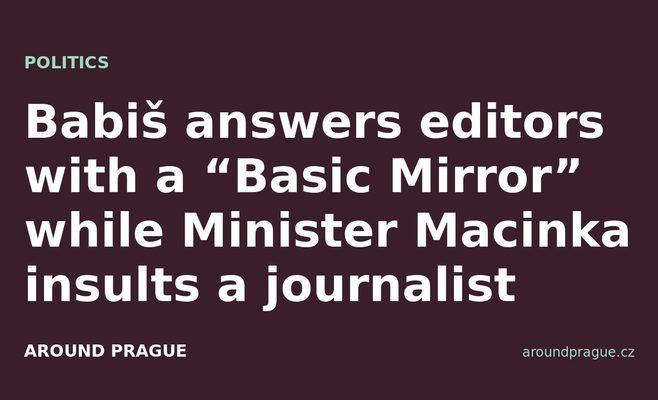 Babiš answers editors with a “Basic Mirror” while Minister Macinka insults a journalist