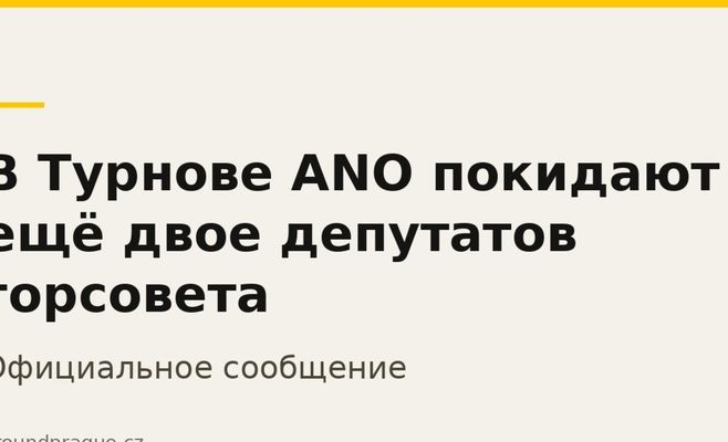 В Турнове ANO покидают ещё двое депутатов горсовета