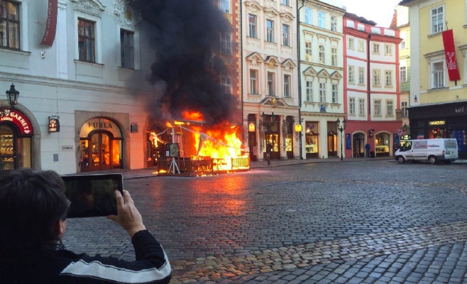 В центре Праги горела терраса ресторана