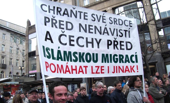 На Вацлавской площади в Праге собрались противники приёма беженцев