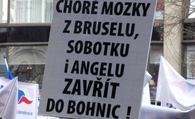 На Вацлавской площади в Праге собрались противники приёма беженцев