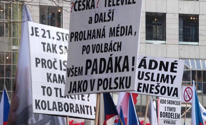 На Вацлавской площади в Праге собрались противники приёма беженцев