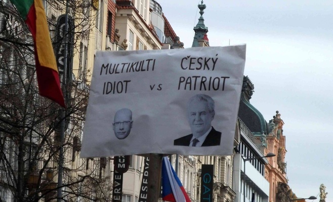 На Вацлавской площади в Праге собрались противники приёма беженцев