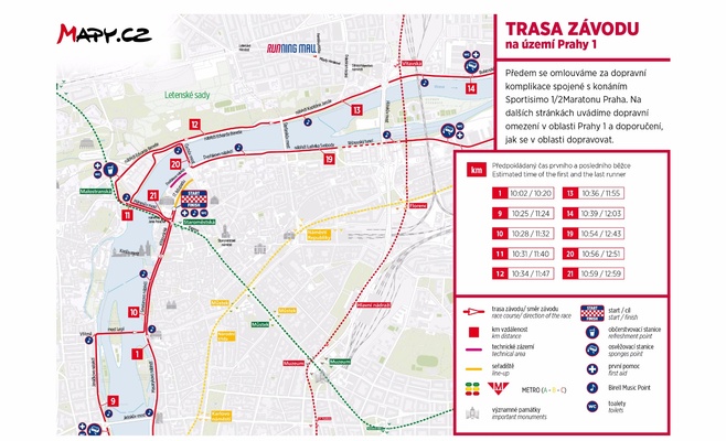 В связи с пражским полумарафоном будет ограничено движение транспорта