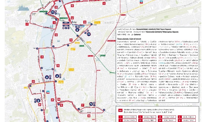Из-за марафона в Праге в воскресенье будет ограничено движение транспорта