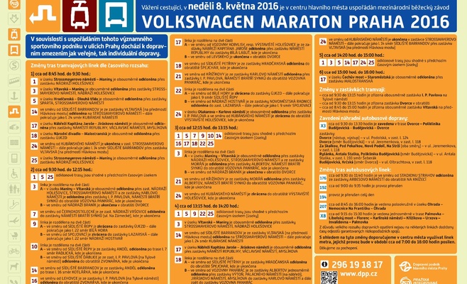 Из-за марафона в Праге в воскресенье будет ограничено движение транспорта