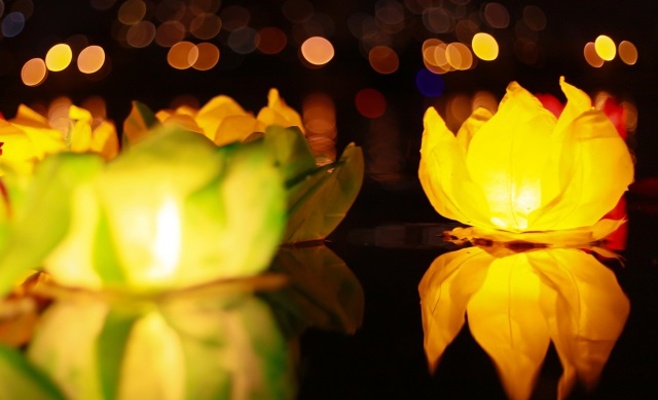 Совместный запуск водных фонариков