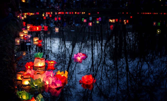 Совместный запуск водных фонариков