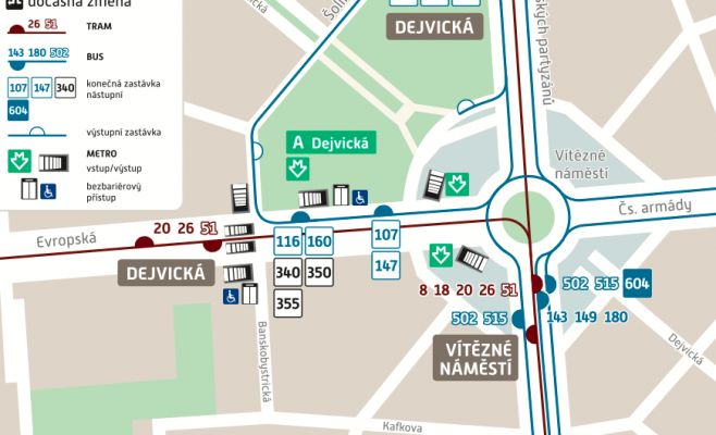 Изменения в работе автобусов в Прага-Дейвице